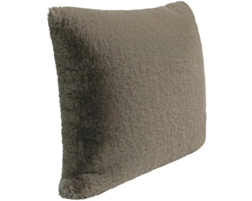 Coussin décoratif en fausse fourrure taupe