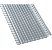 Plaque alvéolaire en polycarbonate transparent pour toitures.