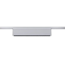Lineare LED-Leuchte mit mehreren kleinen Strahlern und silberner Oberfläche.