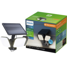 Philips UltraEfficient Sicherheitsleuchte mit Solarmodul, drei verstellbaren Lichtköpfen und Bewegungssensor.