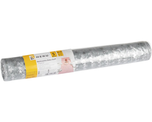 Un rouleau de tissu de décoration de Noël HEKU Organza avec motif étoiles, 5 mètres de long et 37 centimètres de large.