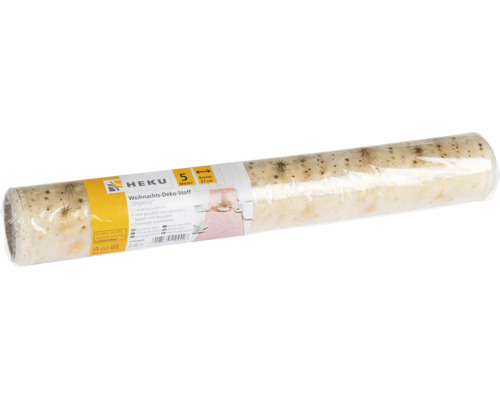 Un rouleau de tissu de décoration de Noël Organza HEKU avec motif étoiles, 5 mètres de long et 37 centimètres de large, idéal pour la décoration.