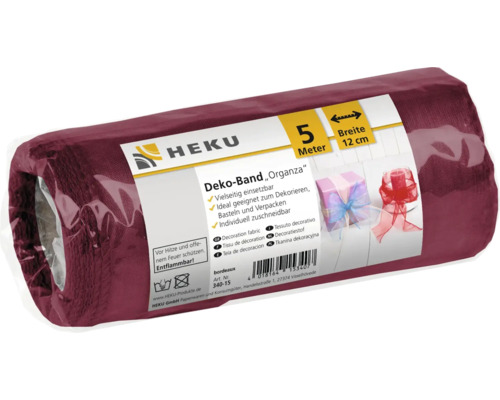 Ruban décoratif en organza HEKU 12 cm de large 5 mètres de long pour le bricolage et la décoration