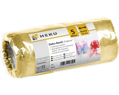 Ruban décoratif en organza HEKU sur rouleau, 5 mètres de long, 12 centimètres de large, idéal pour la décoration, le bricolage et l emballage.