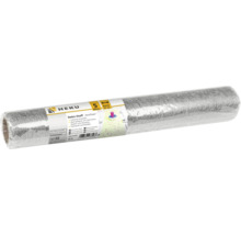 Eine Rolle HEKU Dekostoff aus Textilfasern in Silbermetallic, 5 Meter lang und 37 Zentimeter breit, ideal zum Dekorieren und Basteln.