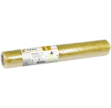 Un rouleau de tissu décoratif en fibre textile HEKU, coloris or métallique, cinq mètres de long et trente-sept centimètres de large.