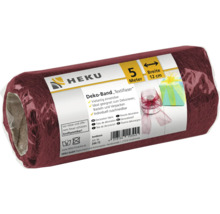 Ruban décoratif Heku en fibre textile bordeaux, 5 mètres de long et 12 centimètres de large, idéal pour le bricolage, la décoration et l'emballage.