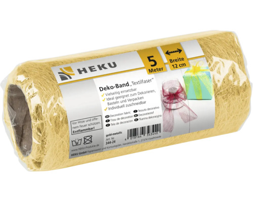 Ruban décoratif en fibre textile HEKU sur rouleau, 5 mètres de long et 12 centimètres de large, idéal pour la décoration, le bricolage.