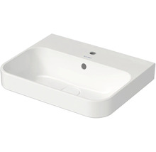 Duravit Möbelwaschtisch rechteckig aus weißer Sanitärkeramik mit Hahnloch und Überlauf.