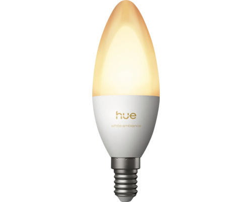 Ampoule LED Philips Hue White Ambiance en forme de bougie avec culot E14.