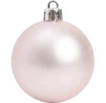 Weihnachtskugel in Rosa mit matter Oberfläche und silberner Kappe.