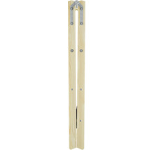 Pied de tréteau pliable en bois de résineux avec ferrure métallique galvanisée et charnière.