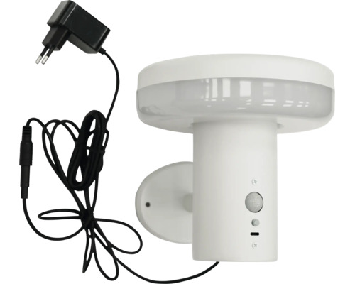 LED-Wandleuchte mit Bewegungsmelder und Netzteil.