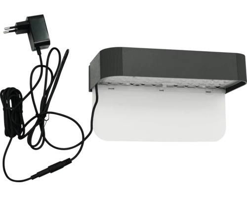 LED-Wandleuchte für aussen mit Stromkabel und Netzstecker.