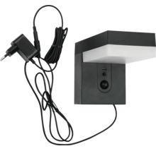 LED-Wandleuchte mit Bewegungsmelder, USB-Anschluss und Netzteil.