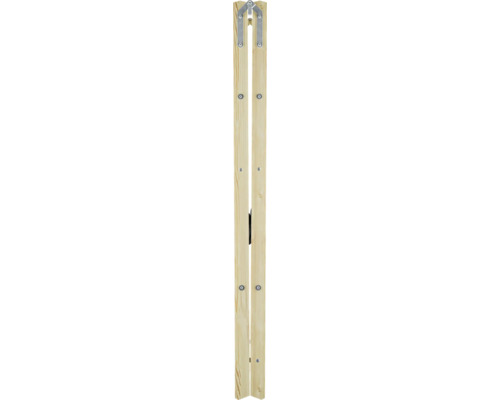 Pied pliable en bois pour ensemble de brasserie avec ferrures métalliques.