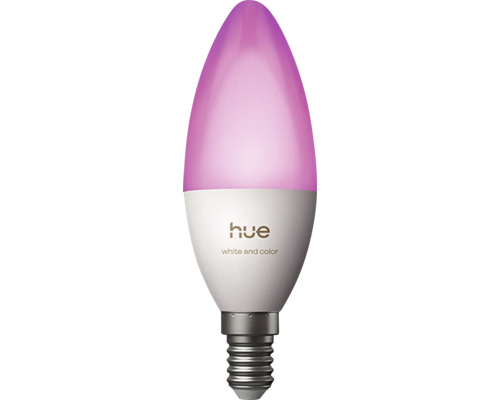 Ampoule LED Philips Hue en forme de bougie avec culot E14, White and Color Ambiance.