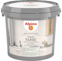 Alpina Wandfarbe Bath and Kitchen, Farbton Magnolia, matte Oberfläche, für Räume mit hoher Luftfeuchtigkeit geeignet.