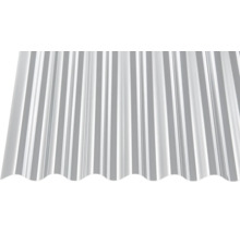 Transparente Wellplatte aus Kunststoff für Außenüberdachungen.