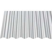 Transparente Wellplatte aus Kunststoff für Bedachungen und Wandverkleidungen.