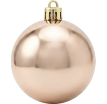 Glänzende Weihnachtskugel in Champagner mit goldfarbenem Aufhänger.