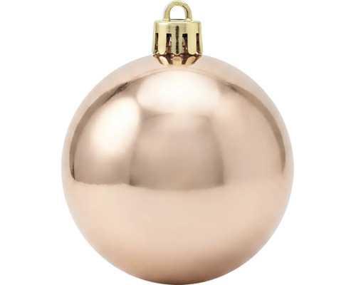 Glänzende Weihnachtskugel in Champagner mit goldfarbenem Aufhänger.