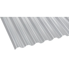 Silbernes Trapezblech aus Metall mit Profilierung für Dach und Wand.