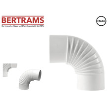 Logo Bertrams, coude de tuyau de poêle émaillé, coude à 90 degrés, nervuré, blanc.