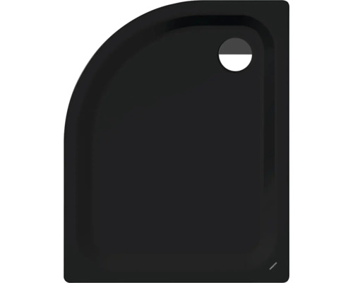 Schwarze Viertelkreis-Duschwanne von Kaldewei.