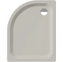 Receveur de douche quart de cercle en acrylique sanitaire avec orifice d'évacuation rond dans l'angle.