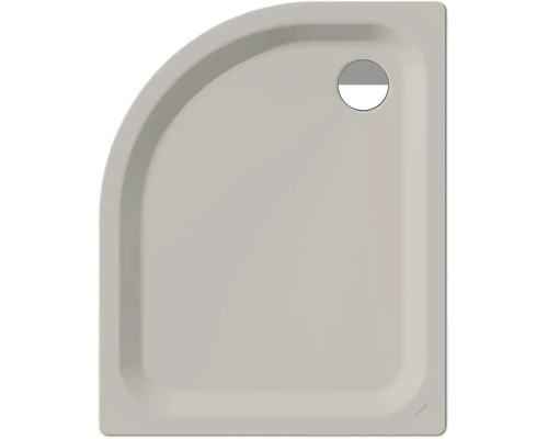 Receveur de douche quart de cercle en acrylique sanitaire avec orifice d'évacuation rond dans l'angle.