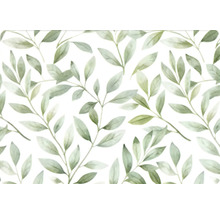 Tapete mit grünen Blättern und Zweigen im Aquarell-Stil.