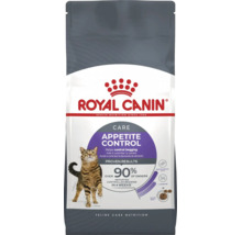 Emballage de nourriture pour chats Royal Canin Appetite Control avec un chat tigré sur le devant.