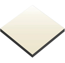 Panneau carré avec une surface de couleur crème et un noyau noir.