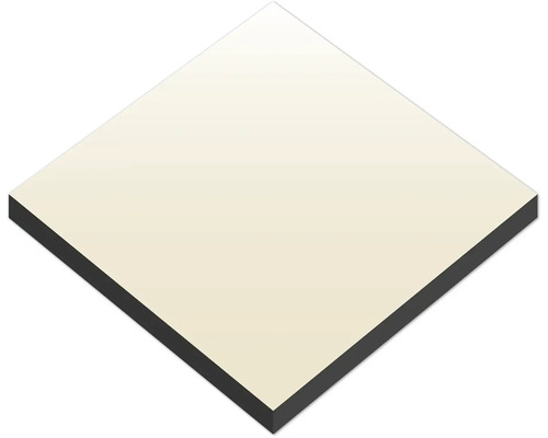 Panneau carré avec une surface de couleur crème et un noyau noir.