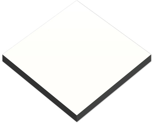 Panneau de construction blanc carré avec noyau sombre.