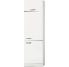 Armoire haute blanche avec deux portes et poignées