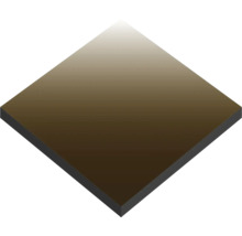 Échantillon carré d'un panneau composite avec une surface métallique brune et un noyau sombre.