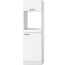 Armoire de cuisine blanche avec compartiment ouvert et une porte