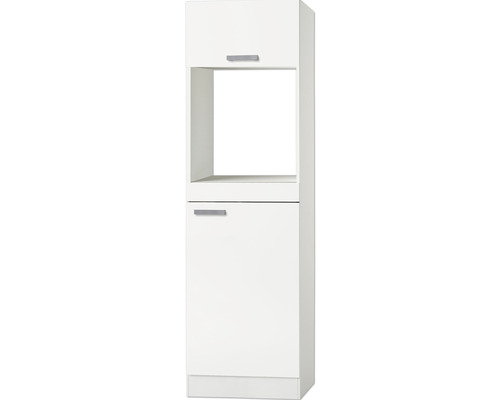 Armoire de cuisine blanche avec compartiment ouvert et une porte