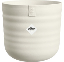 Cache-pot rond Elho avec structure de surface nervurée horizontalement et Elho Logo.