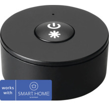 Schwarzer runder Smart Home Taster mit Ein-Aus-Symbol, kompatibel mit SMART HOME by hornbach.
