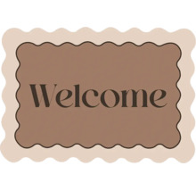 Fussmatte mit gewelltem Rand und dem Schriftzug Welcome.