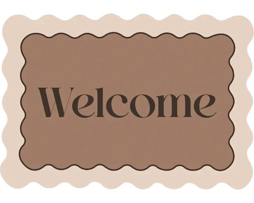 Fussmatte mit gewelltem Rand und dem Schriftzug Welcome.