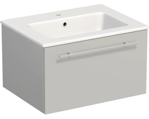 Lavabo Jungborn avec meuble bas QUARANTA L x H x P 60,5 cm x 37,5 cm x 46 cm, couleur de la façade: gris clair mat QU 60 1Z A5866