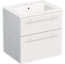 Lavabo Jungborn avec meuble bas QUARANTA l x h x p 60,5 cm x 60,5 cm x 46 cm, couleur de la façade: blanc mat QU 60 2Z A3416