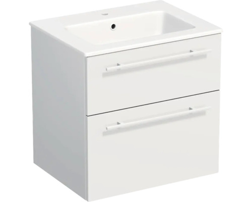 Lavabo Jungborn avec meuble bas QUARANTA l x h x p 60,5 cm x 60,5 cm x 46 cm, couleur de la façade: blanc mat QU 60 2Z A3416