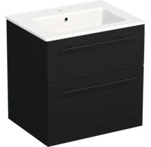 Lavabo Jungborn avec meuble bas QUARANTA L x H x P 60,5 cm x 60,5 cm x 46 cm, façade noire mate QU 60 2Z A3686
