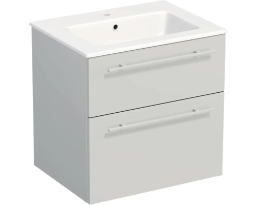 Lavabo Jungborn avec meuble bas QUARANTA l x h x p 60,5 cm x 60,5 cm x 46 cm, couleur de la façade: gris clair mat QU 60 2Z A5866