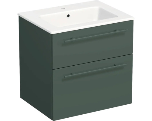 Lavabo Jungborn avec meuble bas QUARANTA l x h x p 60,5 cm x 60,5 cm x 46 cm, couleur de la façade: vert sauge mat QU 60 2Z A9146